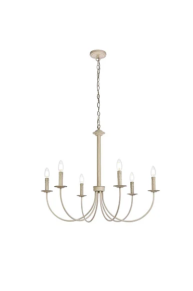 Elegant Brielle 6 Lights Pendant in Weathered Dove LD7041D32WD CLOSEOUT