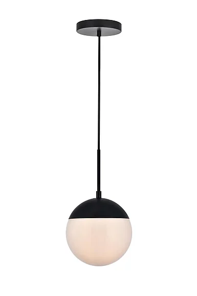 Elegant Eclipse 1 Light Black Pendant with Frosted White Glass LD6026BK