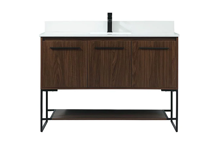 Elegant 48 In. Single Bathroom Vanity in Walnut with Backsplash VF42548MWT-BS CLOSEOUT
