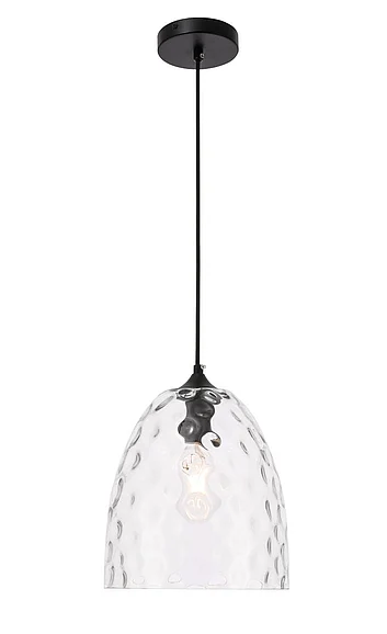 Elegant Gibson 1 Light Black and Clear Glass Pendant LD2284