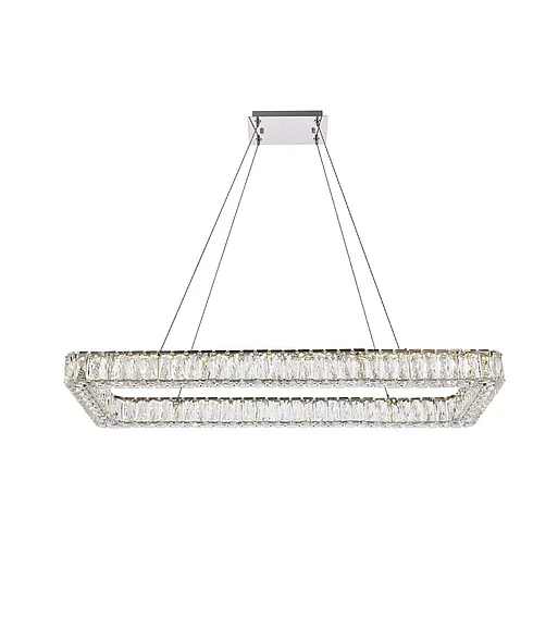 Elegant Monroe 42 In. Led Single Rectangle Pendant in Chrome 3504D42L1C