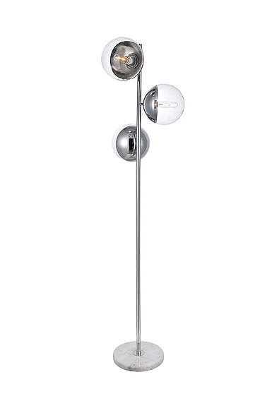 Elegant Eclipse 3 Lights Chrome Floor Lamp with Clear Glass LD6161C