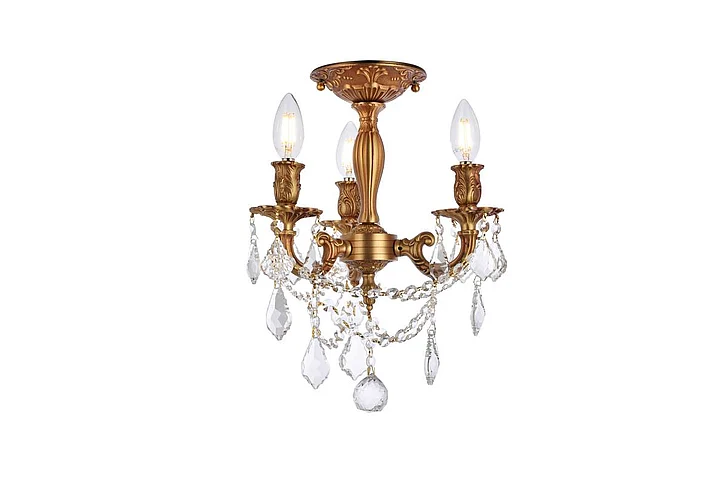 Elegant Rosalia 3 Light French Gold Flush Mount Clear Royal Cut Crystal 9203F13FG/RC