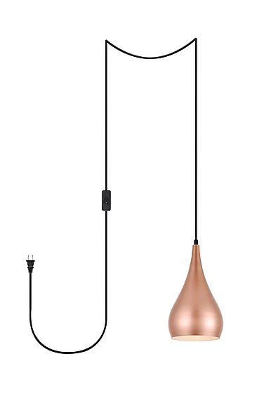 Elegant Nora 1 Light Honey Gold Plug-In Pendant LDPG2001HG CLOSEOUT
