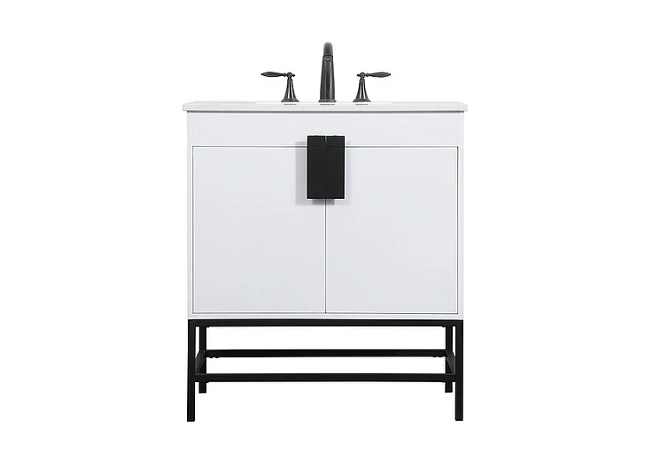 Elegant 30 In. Single Bathroom Vanity in White VF48830MWH CLOSEOUT