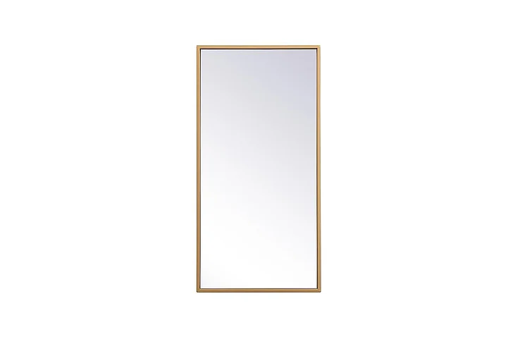Elegant Metal Frame Rectangle Mirror 14X28 In. in Brass MR41428BR