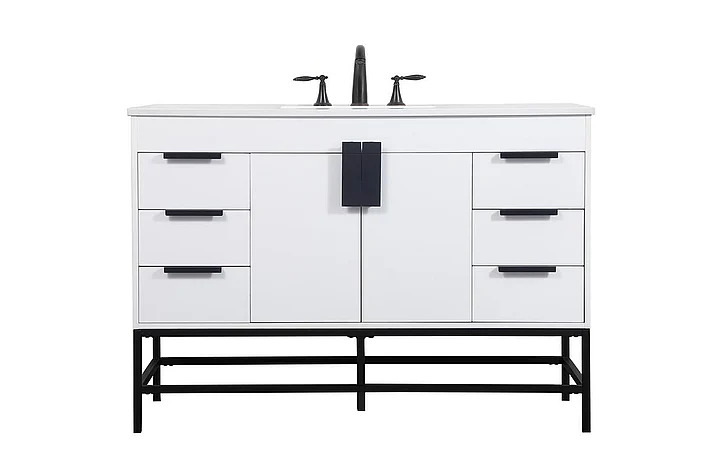 Elegant 48 In. Single Bathroom Vanity in White VF488W48MWH