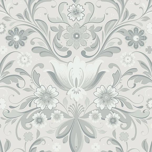 York A-Street Prints Ostanskar Light Grey Retro Floral Wallpaper (Double Roll) 2999-24109