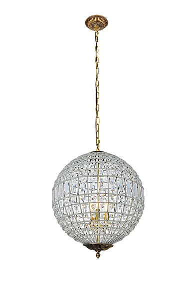 Elegant Olivia 3 Light French Gold Pendant Clear Royal Cut Crystal 1205D18FG/RC
