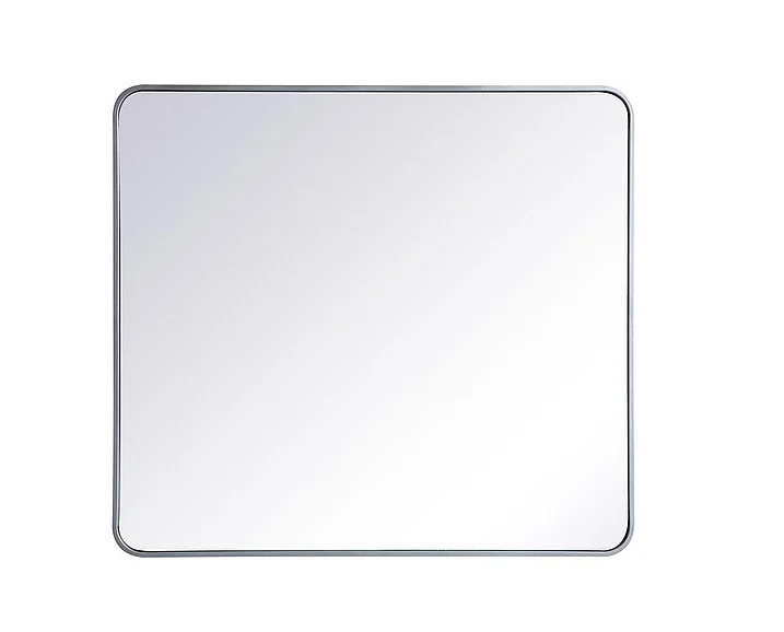 Elegant Soft Corner Metal Rectangular Mirror 36X40 In. in Silver MR803640S