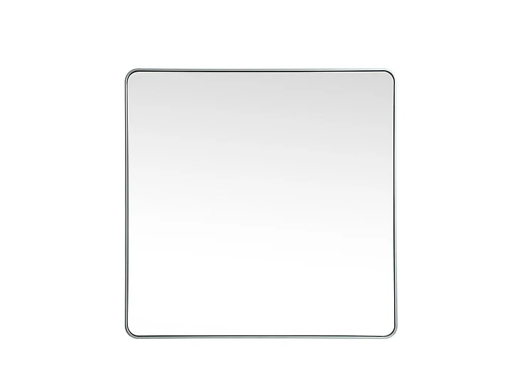 Elegant Soft Corner Metal Square Mirror 48X48 In. in Silver MR804848S