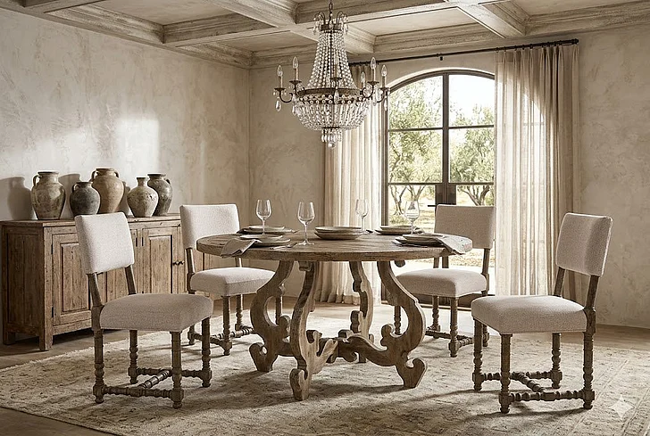 Jonathan Charles Caldera 5pc 48 Inch Round Dining Room Set in Walnut