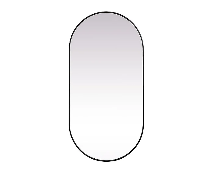 Elegant Metal Frame Oval Mirror 36X72 In. in Black MR2A3672BLK