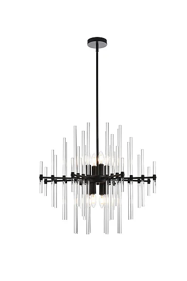 Elegant Sienna 27 In. Crystal Rod Pendant in Black 2502D27BK