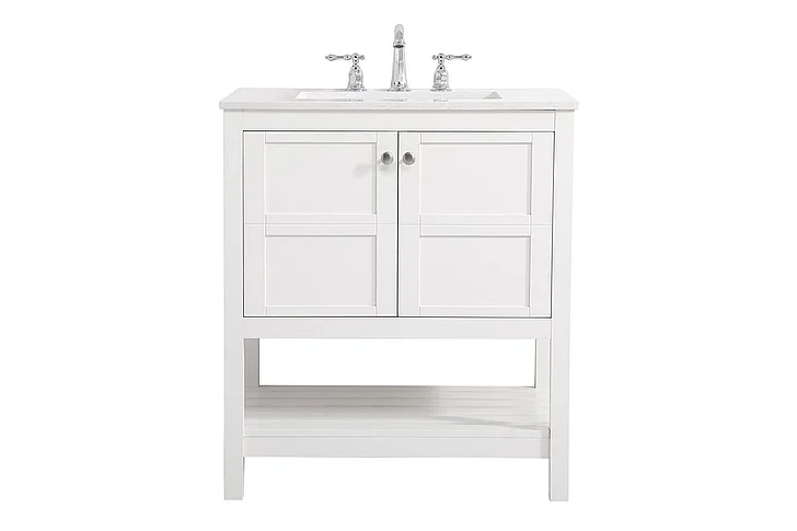 Elegant 30 In. Single Bathroom Vanity in White VF16430WH