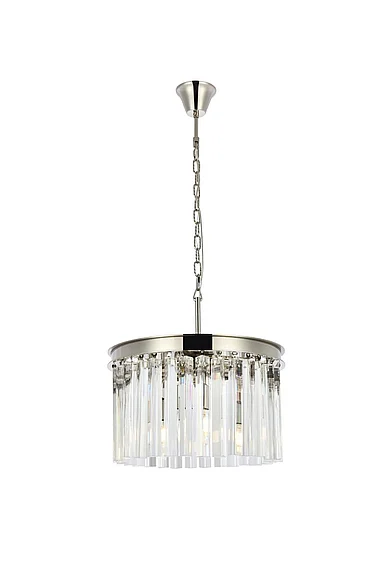 Elegant Sydney 3 Light Polished Nickel Pendant Clear Royal Cut Crystal 1208D16PN/RC