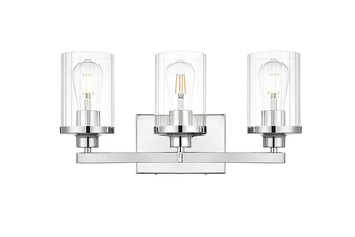 Elegant Saanvi 3 Light Chrome and Clear Bath Sconce LD7316W18CH