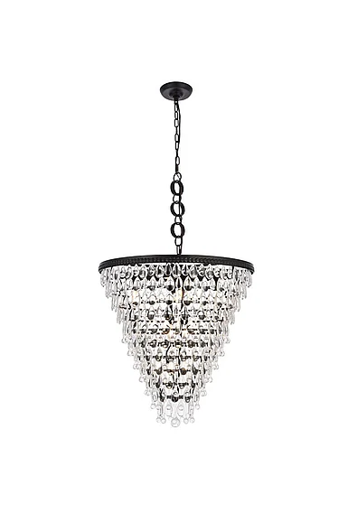 Elegant Nordic 7 Lights Black Chandelier 1219D24BK/RC