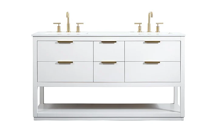 Elegant 60 In. Single Bathroom Vanity in White VF19260DWH
