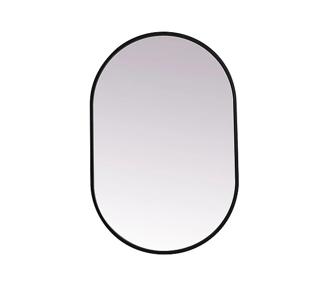 Elegant Metal Frame Oval Mirror 20X30 In. in Black MR2A2030BLK