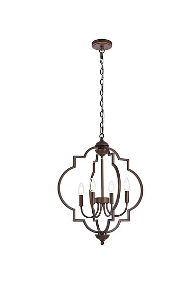 Elegant Sandara 4 Lights Pendant in Weathered Oak LD7065D20WOK CLOSEOUT