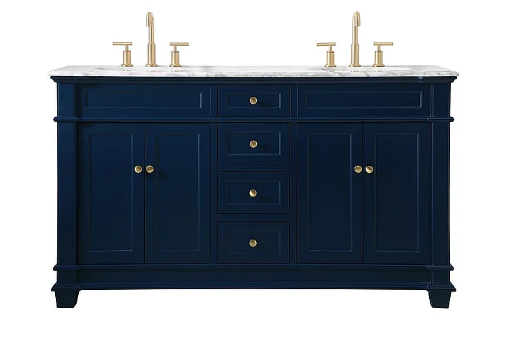 Elegant 60 In. Double Bathroom Vanity Set in Blue VF50060DBL