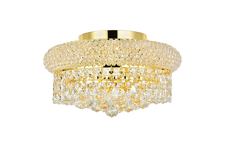 Elegant Primo 4 Light Gold Flush Mount Clear Royal Cut Crystal V1800F12G/RC