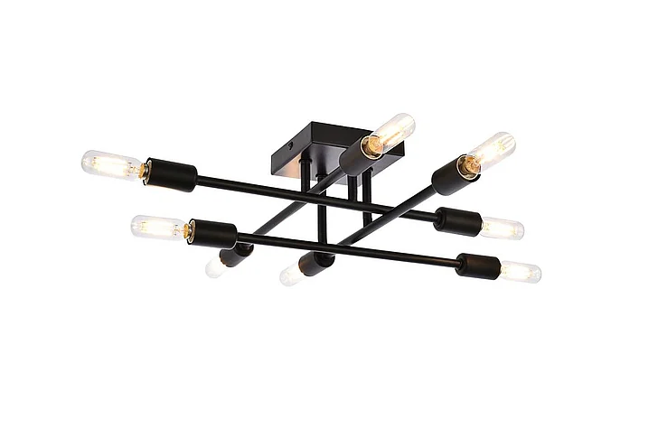 Elegant Script 8 Lights Black Flush Mount LD2351BK