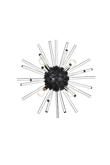 Elegant Sienna 18 In. Crystal Rod Wall Sconce in Black 2502W18BK