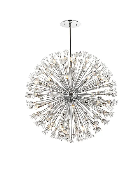Elegant Vera 50 In. Crystal Starburst Round Pendant in Chrome 2500D50C