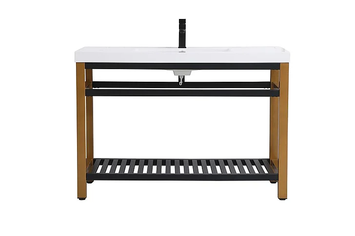 Elegant 48 In. Single Bathroom Metal Vanity in Golden Black VF14048GB CLOSEOUT