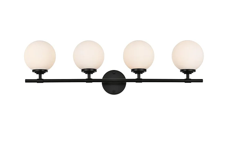 Elegant Ansley 4 Light Black and Frosted White Bath Sconce LD7301W33BLK CLOSEOUT
