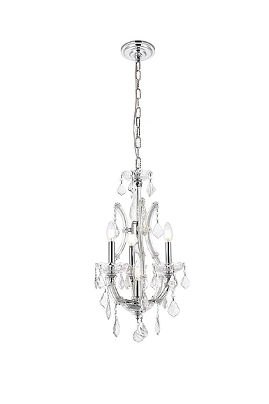 Elegant Maria Theresa 4 Light Chrome Pendant Clear Royal Cut Crystal 2800D12C/RC