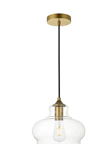 Elegant Destry 1 Light Brass Pendant with Clear Glass LD2246BR
