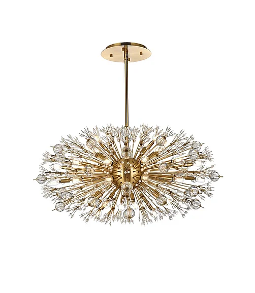 Elegant Vera 42 In. Crystal Starburst Oval Pendant in Gold 2500D42SG