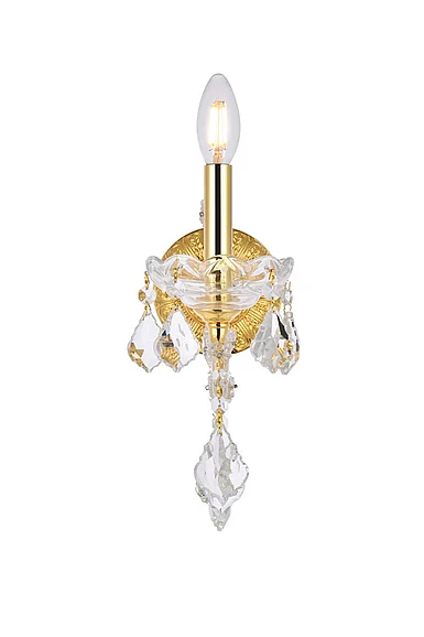 Elegant Maria Theresa 1 Light Gold Wall Sconce Clear Royal Cut Crystal 2800W1G/RC