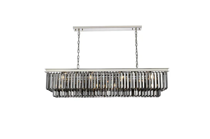 Elegant Sydney 12 Light Polished Nickel Chandelier Silver Shade (Grey) Royal Cut Crystal 1232D60PN-SS/RC