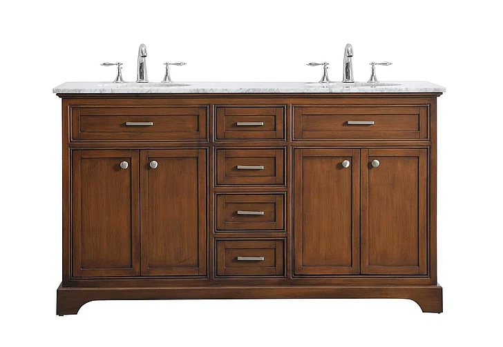 Elegant 60 In. Double Bathroom Vanity Set in Teak VF15060DTK