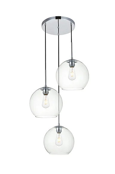 Elegant Baxter 3 Lights Chrome Pendant with Clear Glass LD2214C