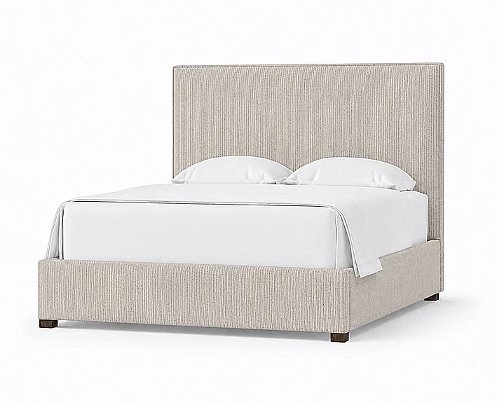 Vaughan-Bassett Amelia Queen Upholstered Bed in Grey Stripe 100-551Q-155Q-822Q