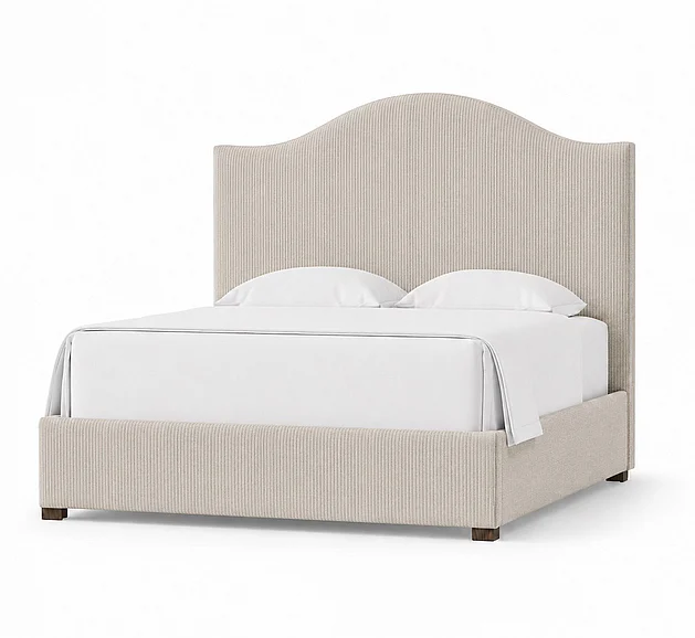 Vaughan-Bassett Emily Queen Upholstered Bed in Grey Stripe 100-559Q-155Q-822Q