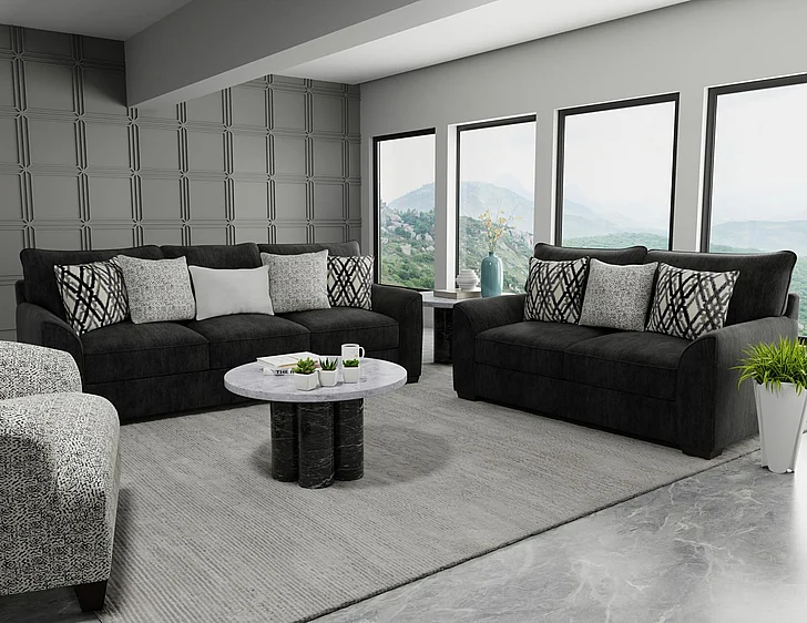 Corinthian 1000 Twilight 2pc Living Room Set in Charcoal