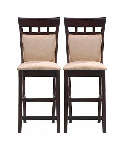 Coaster Rich Cappuccino 24" Counter Height Stool w/Upholstered Back (Set of 2) 100219