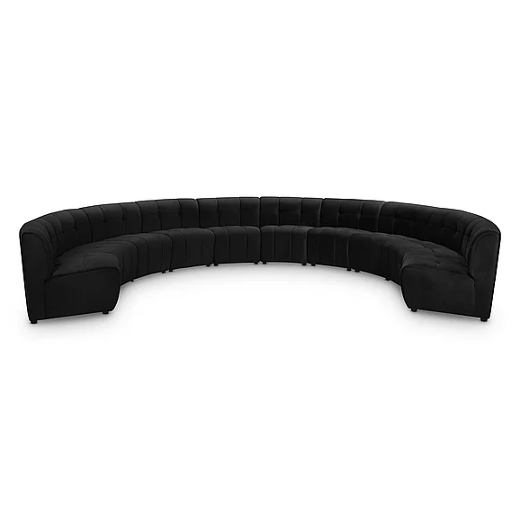 Meridian Limitless Modular Velvet 10pc. Sectional in Black Velvet 645Black-10PC