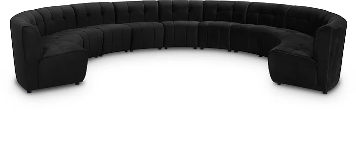 Meridian Limitless Modular Velvet 11pc. Sectional in Black Velvet 645Black-11PC