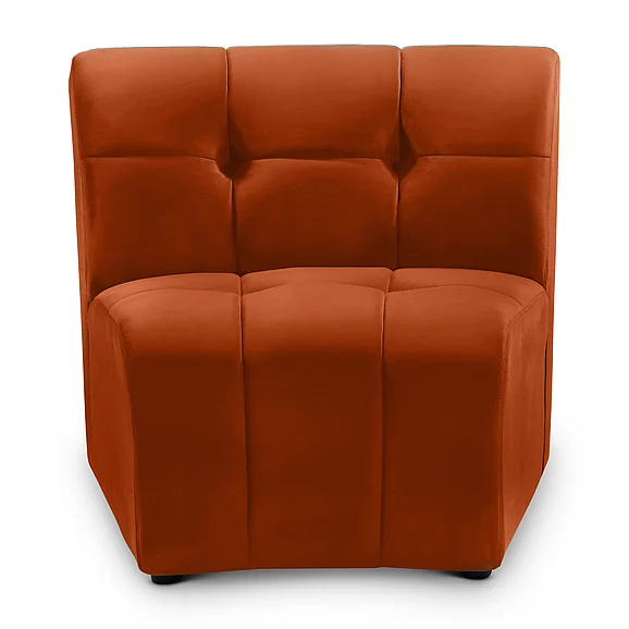 Meridian Limitless Modular Velvet Chair in Cognac Velvet 645Cognac-C