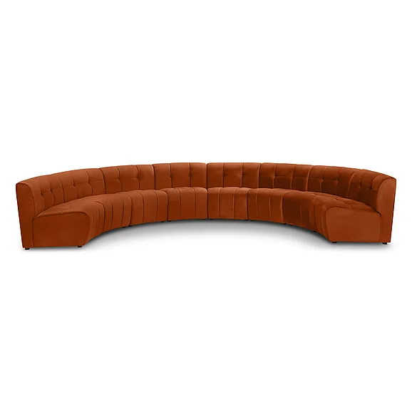 Meridian Limitless Modular Velvet 8pc. Sectional in Cognac Velvet 645Cognac-8PC