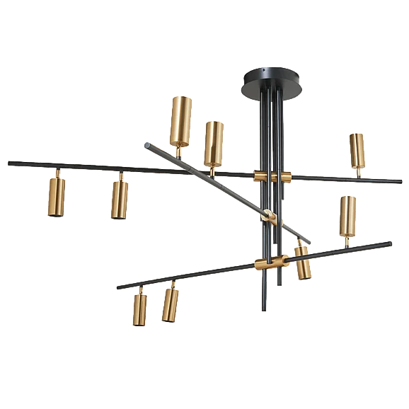 Abra 9-Light Cylinder Spotlight Pendant in Matte Black:Gold 10051PN-MB.GLD-Spartan