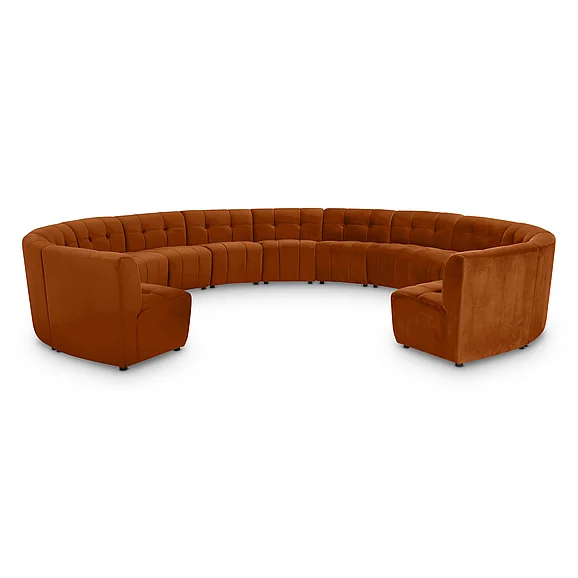 Meridian Limitless Modular Velvet 13pc. Sectional in Cognac Velvet 645Cognac-13PC