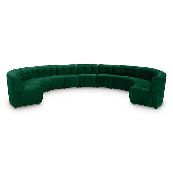 Meridian Limitless Modular Velvet 11pc. Sectional in Green Velvet 645Green-11PC